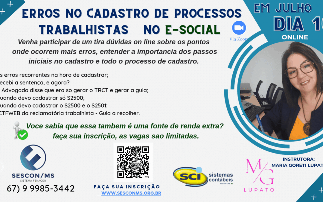 ERROS NO CADASTRO DE PROCESSOS TRABALHISTAS NO E-SOCIAL