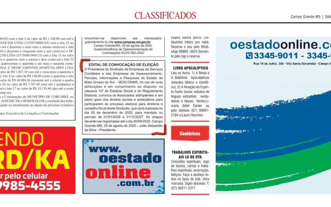 ELEIÇÃO  – SESCONMS